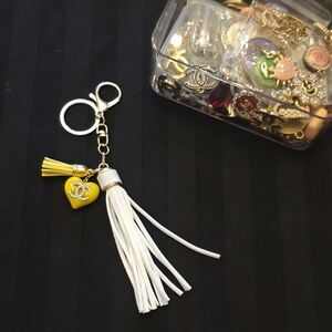 Handmade Custom One-of-a-Kind upcycled Chanel Charm Keychain.